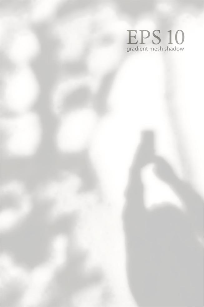 Transparent natural plant shadows and silhouette girl with smartphone . Light effect overlay. Mesh grid. Shadow from branches, plant, foliage and leaves on ground. Photo realistic vector illustration.