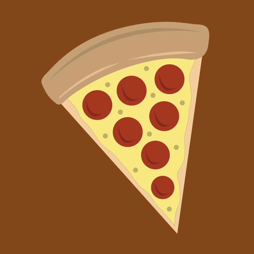 Ilustración de vector de rebanada de pizza de pepperoni para diseño gráfico y elemento decorativo