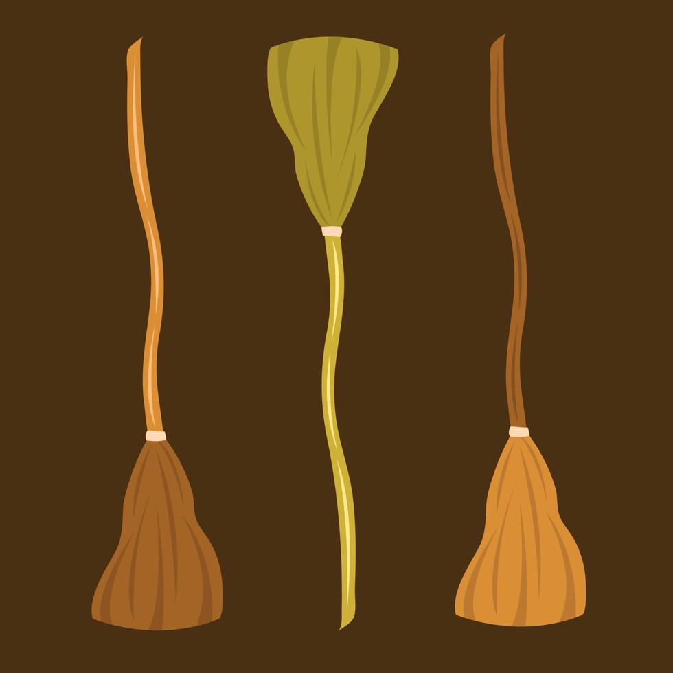 Witch magic broom vector illustration for graphic design and decorative element