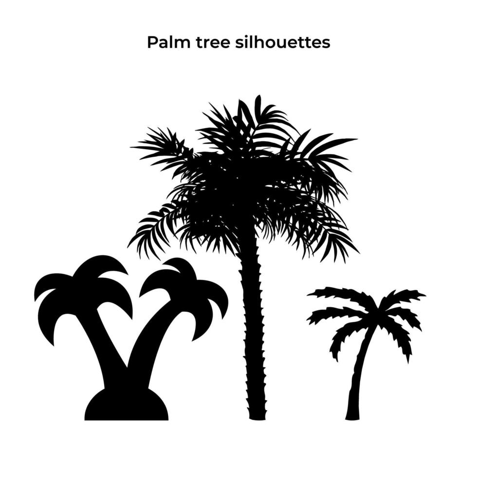 Set of palm trees silhouette template. Nature element. Eps 10 vector