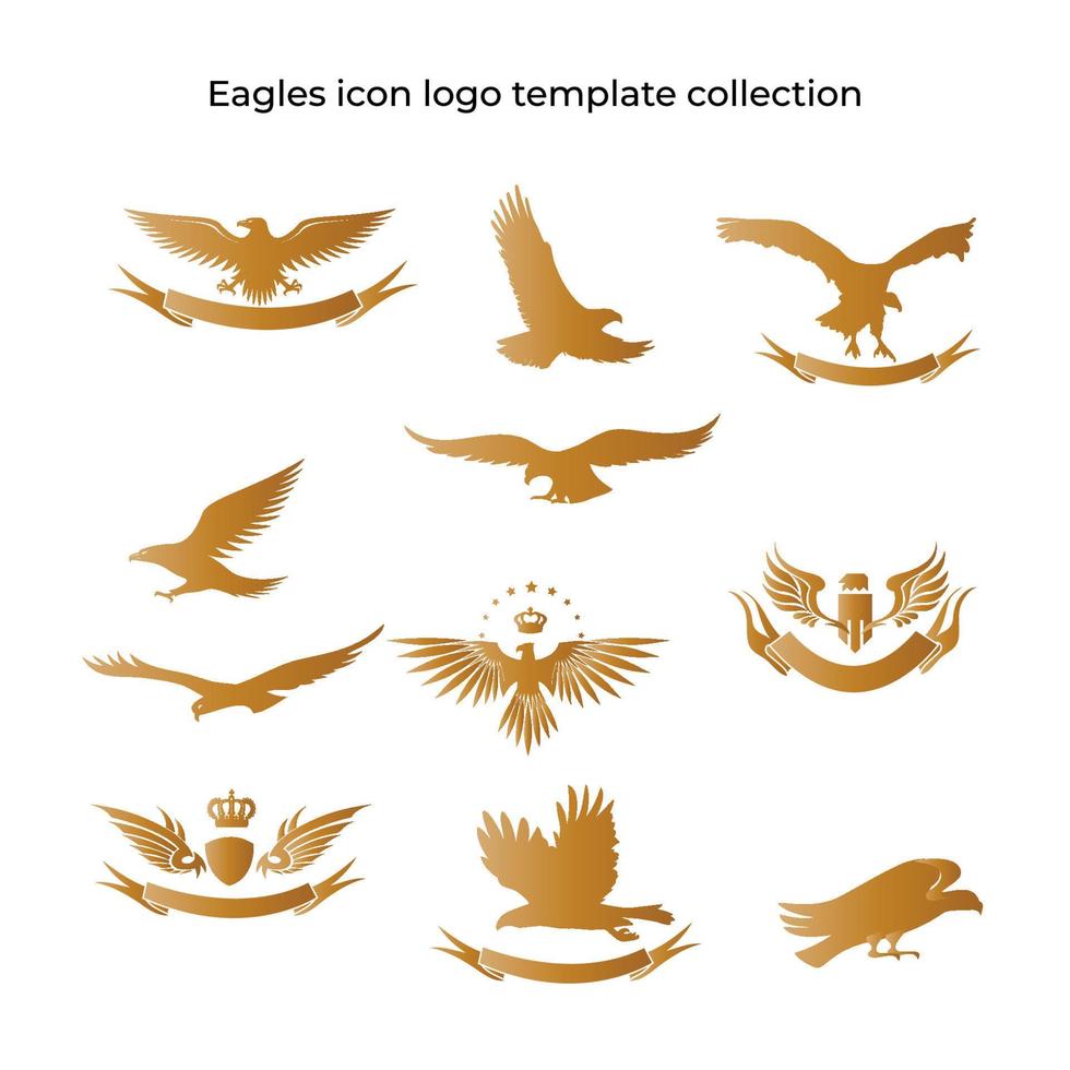 Gold silhouettes of eagle collections template for badge, logo, symbol, emblem. Vector eps 10