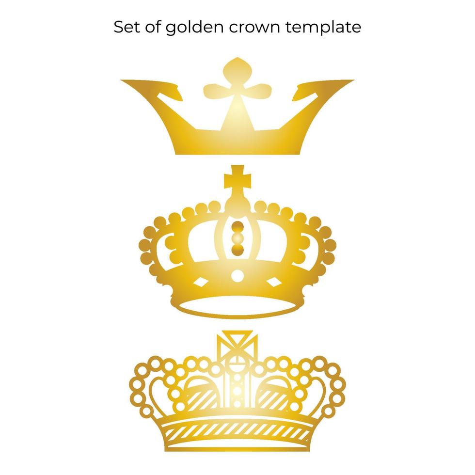 Set of golden crown illustration template. Luxury and royal design element. Eps 10 vector