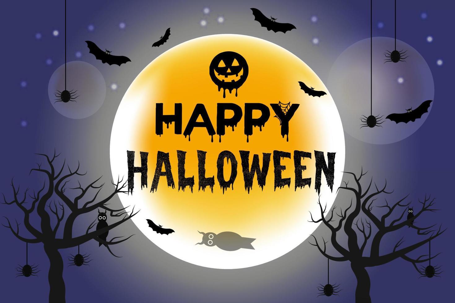 Happy Halloween terrifying night Background with black bats,spider ...