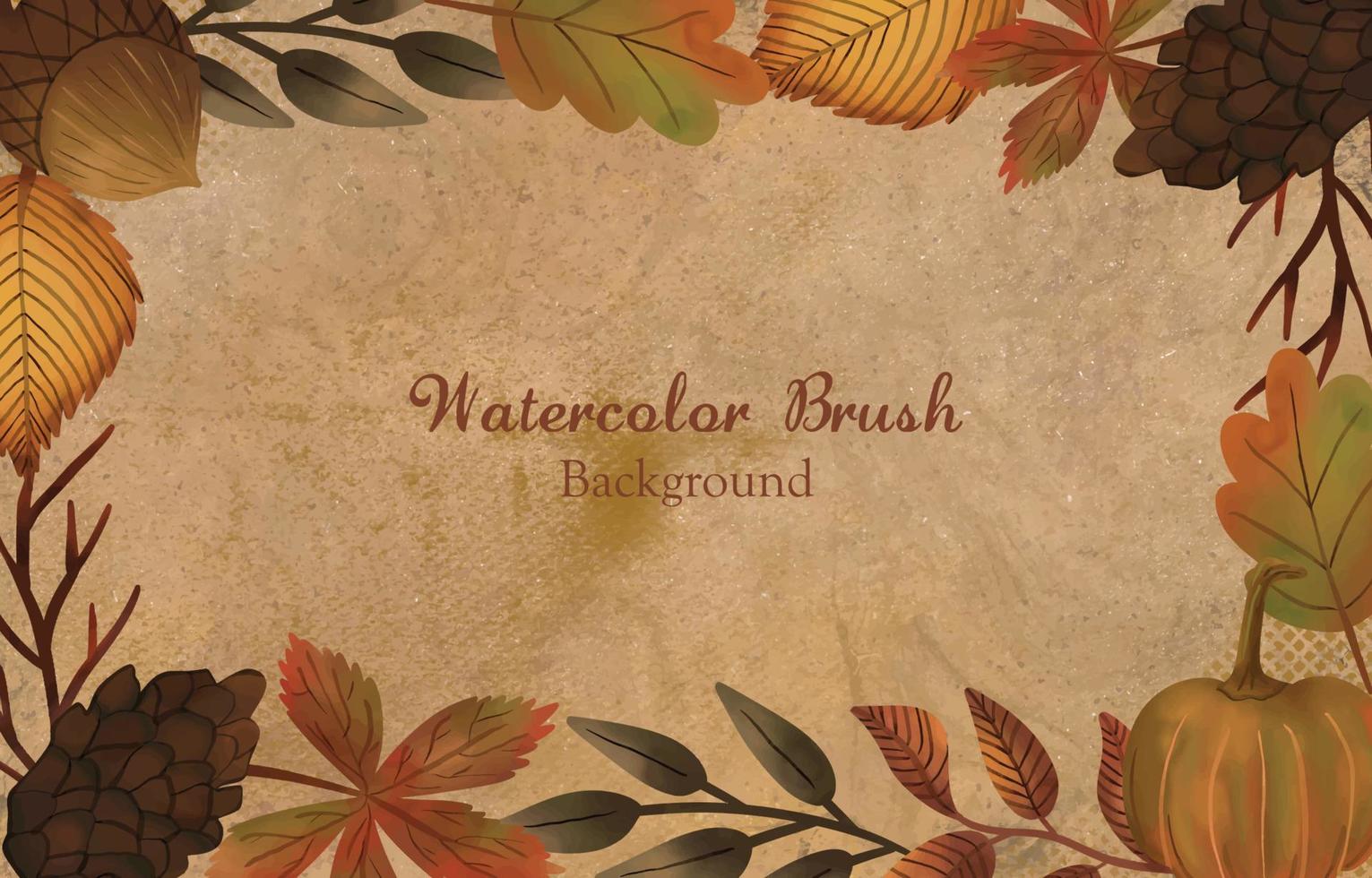 Fallen Leaves Rustic Watercolor Frame Background vector