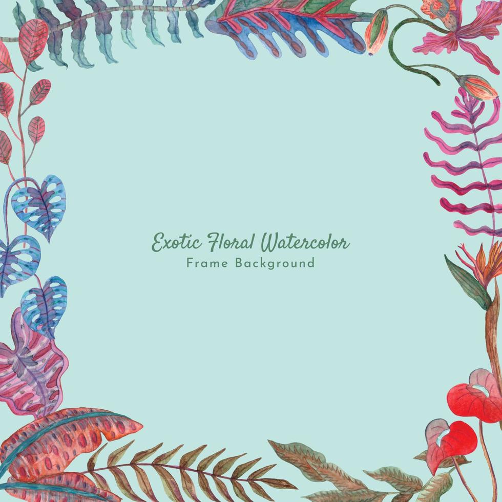 Exotic Floral Watercolor Frame Background vector