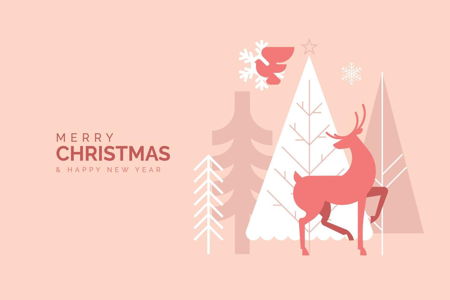 Merry Christmas and Happy New Year greeting card. Vector illustration concept for background, greeting card, party invitation card, website banner, social media banner, marketing material.