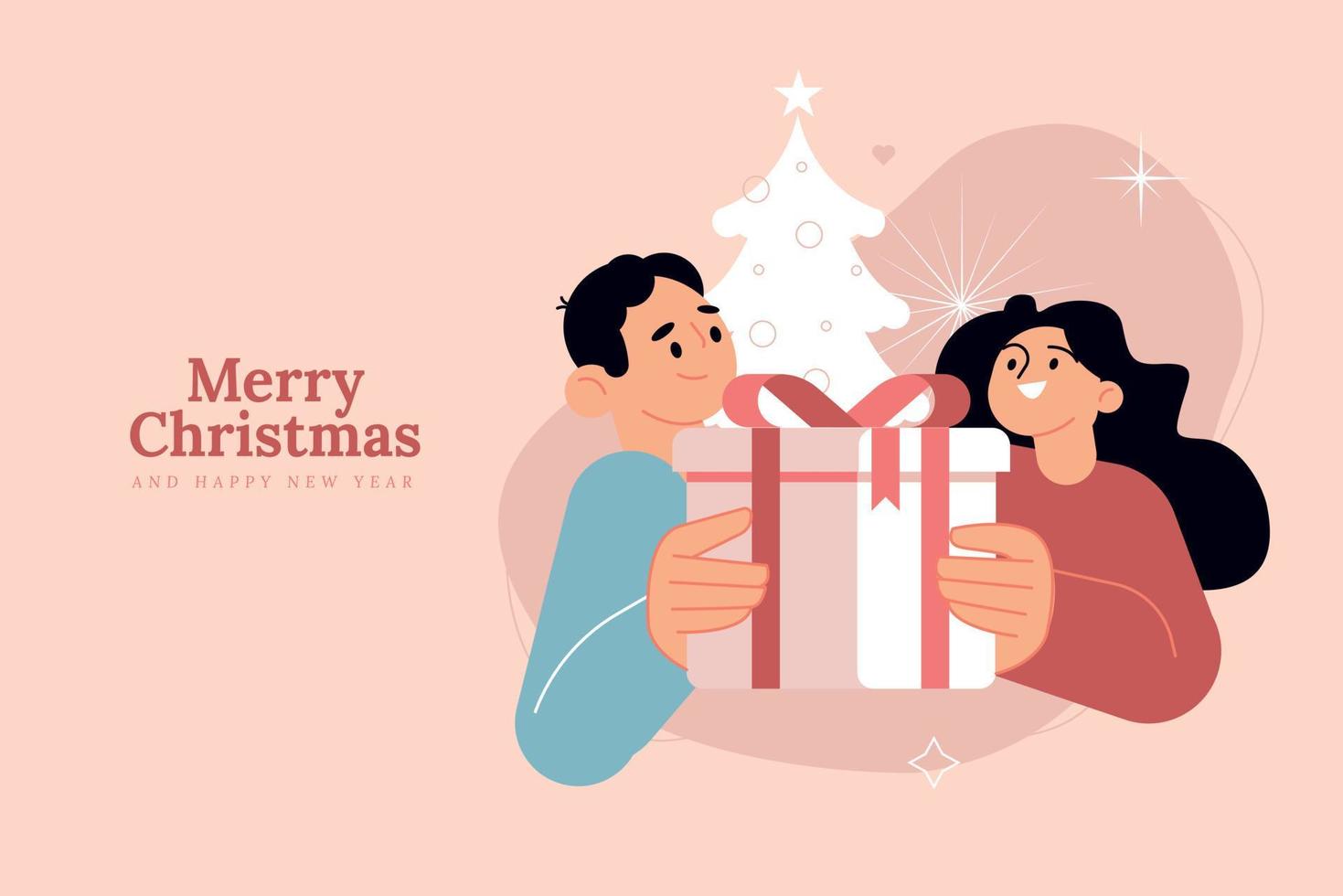 Merry Christmas and Happy New Year. Vector illustration for background, greeting card, party invitation card, website banner, social media banner, marketing material.