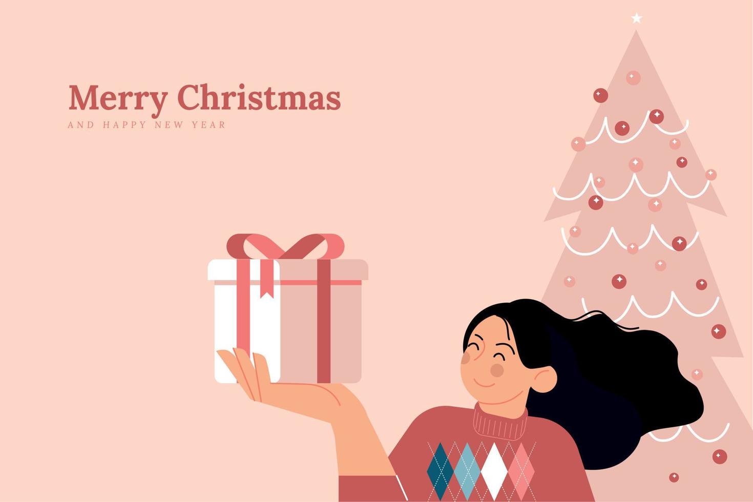 Merry Christmas and Happy New Year. Vector illustration for background, greeting card, party invitation card, website banner, social media banner, marketing material.