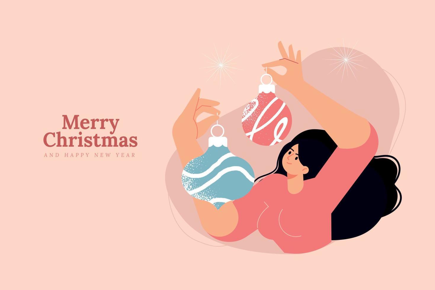 Merry Christmas and Happy New Year. Vector illustration for background, greeting card, party invitation card, website banner, social media banner, marketing material.