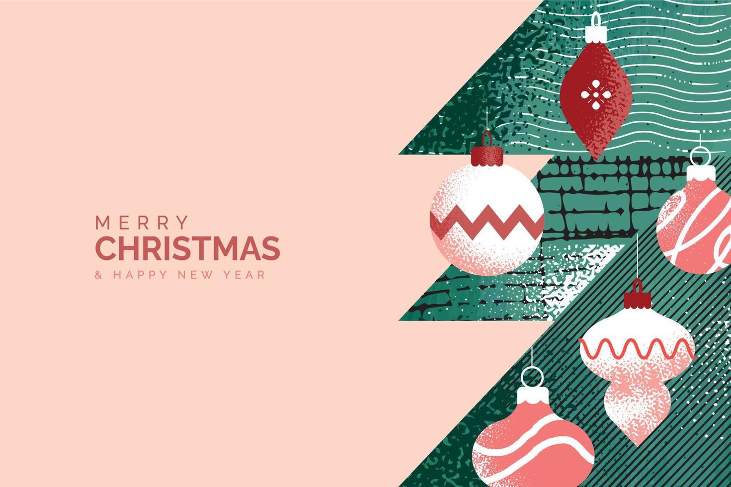 feliz navidad y feliz año nuevo tarjeta de felicitación. concepto de ilustración vectorial para fondo, tarjeta de felicitación, tarjeta de invitación de fiesta, banner de sitio web, banner de redes sociales, material de marketing. vector