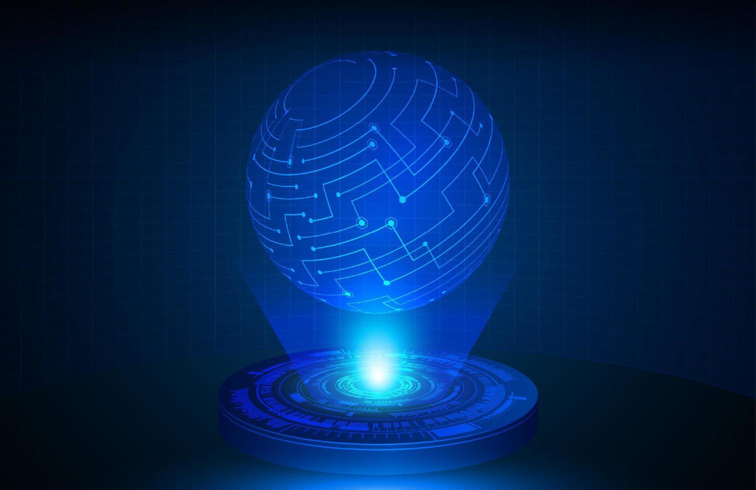 Globe Holographic Projector on Technology Background vector