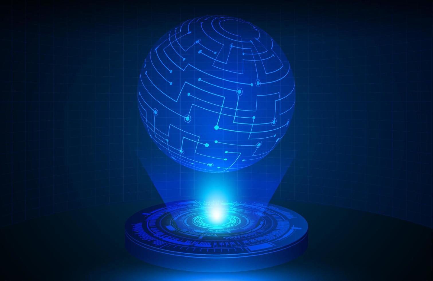 Globe Holographic Projector on Technology Background vector