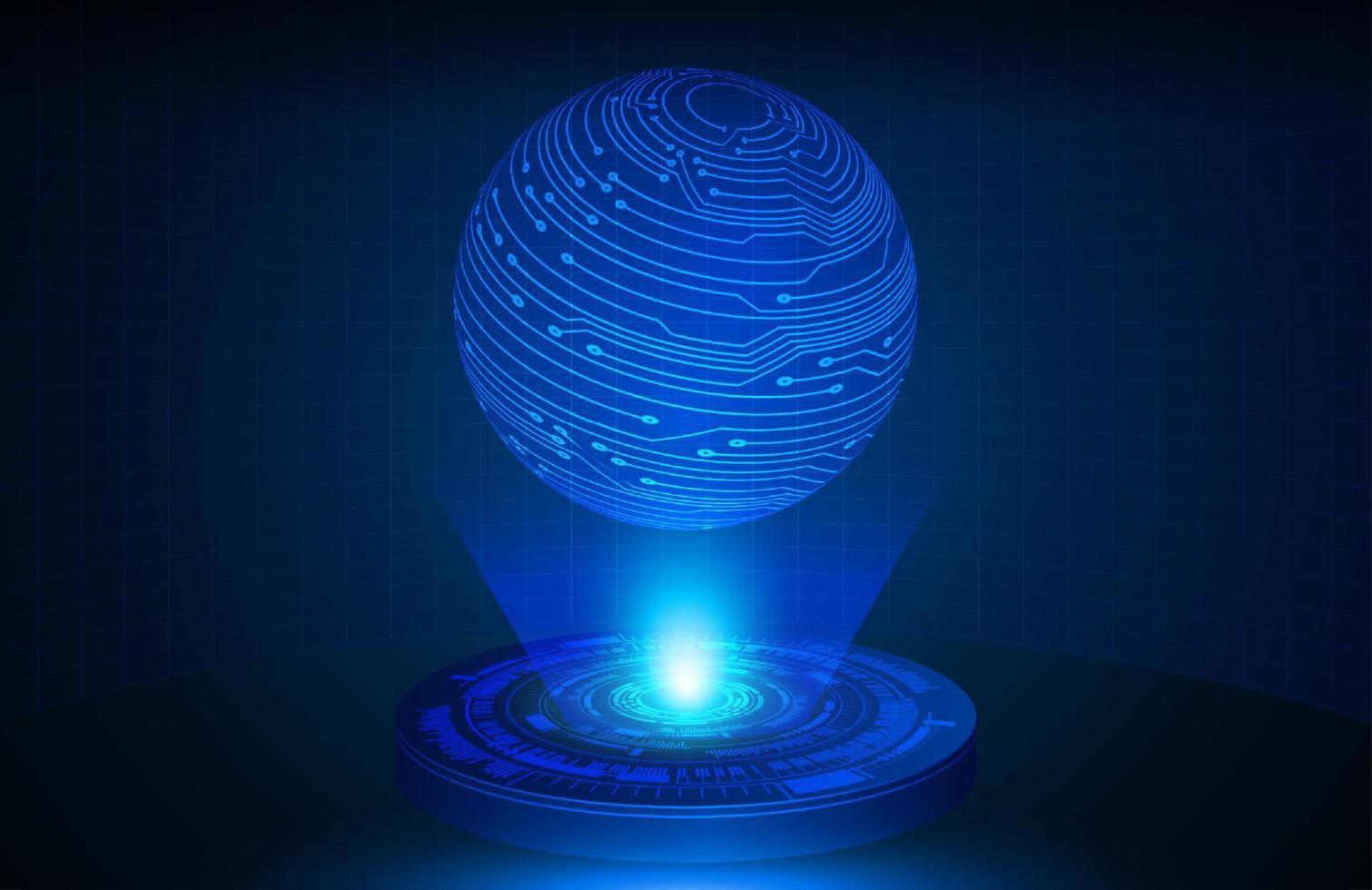 Globe Holographic Projector on Technology Background vector