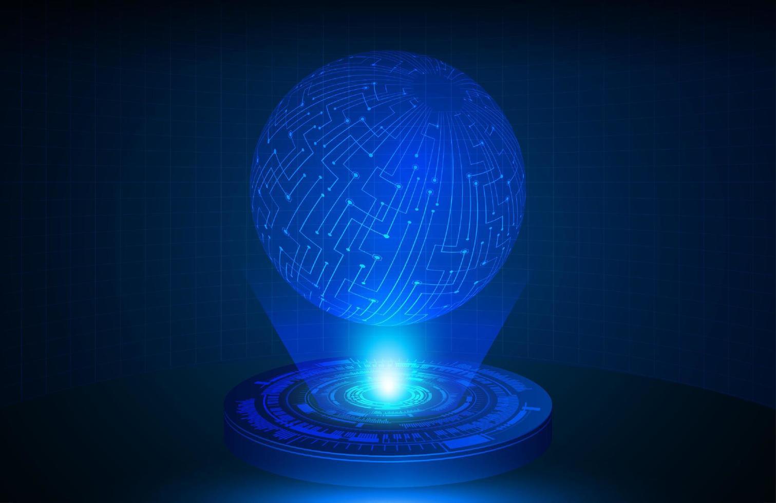 Globe Holographic Projector on Technology Background vector