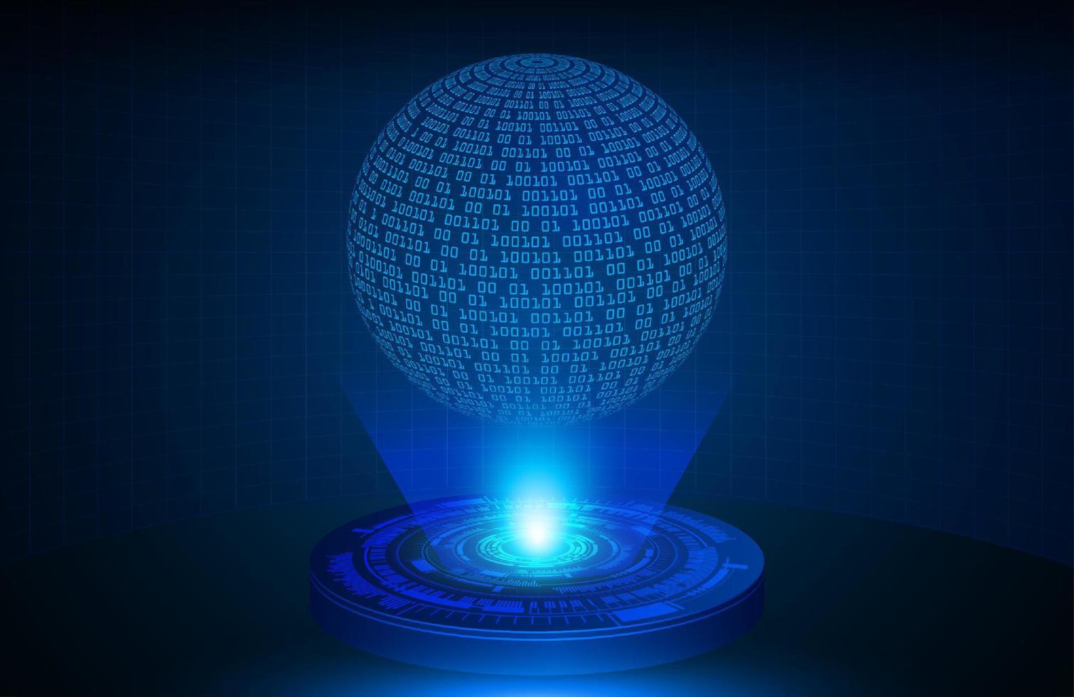 Globe Holographic Projector on Technology Background vector