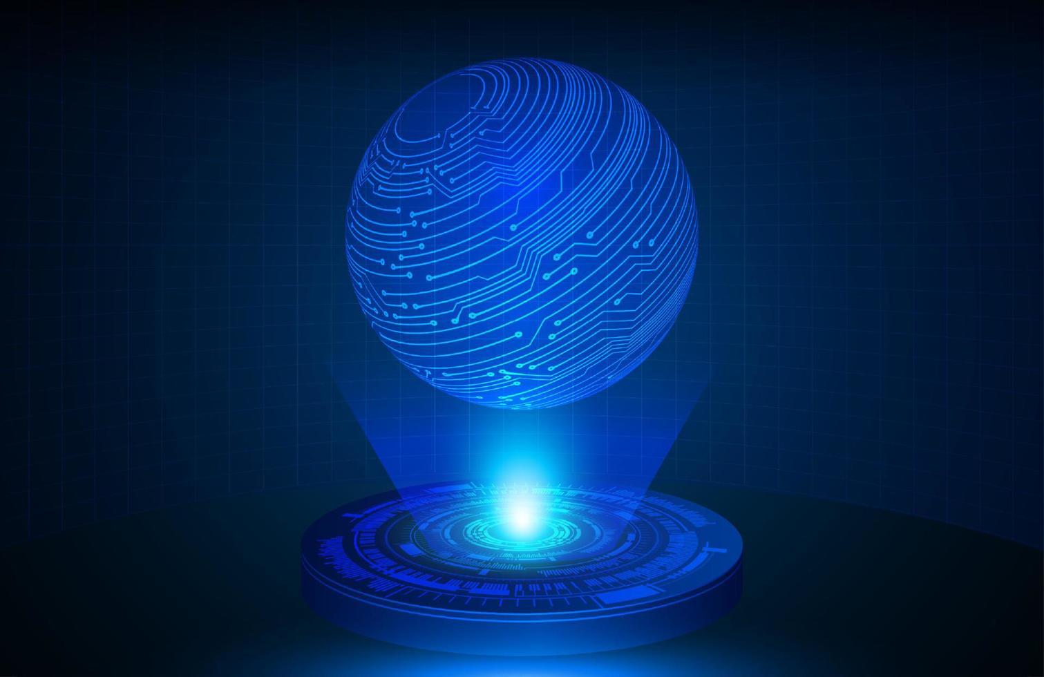 Globe Holographic Projector on Technology Background vector