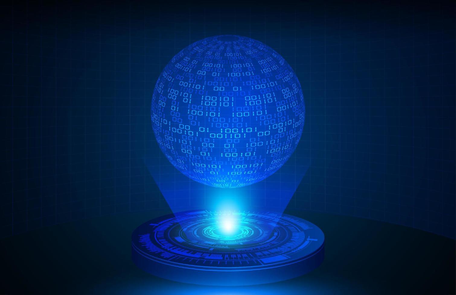 Globe Holographic Projector on Technology Background vector