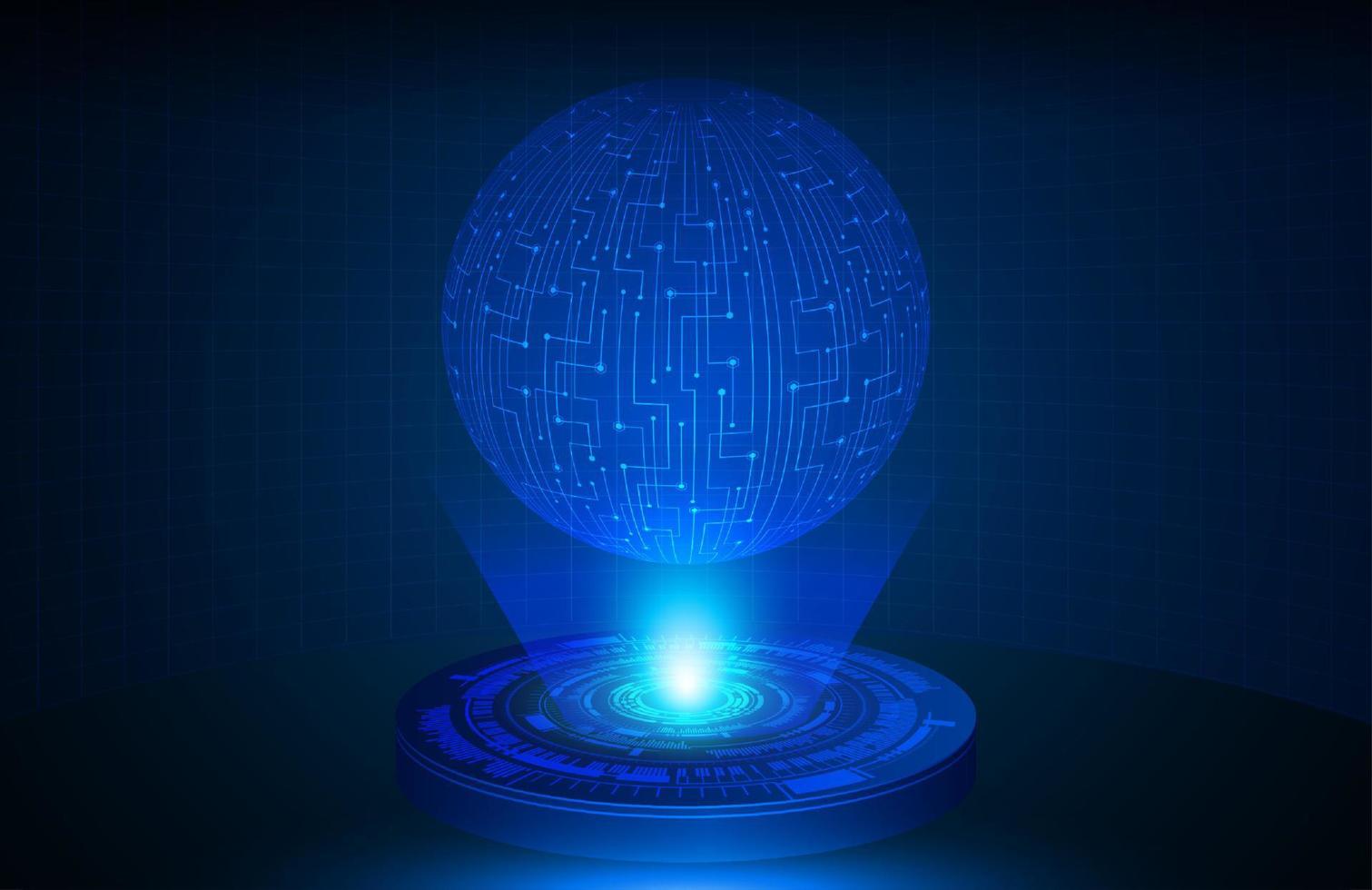 Globe Holographic Projector on Technology Background vector