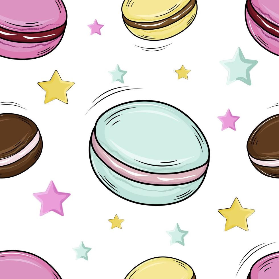 seamless pattern with macaroon and stars vector