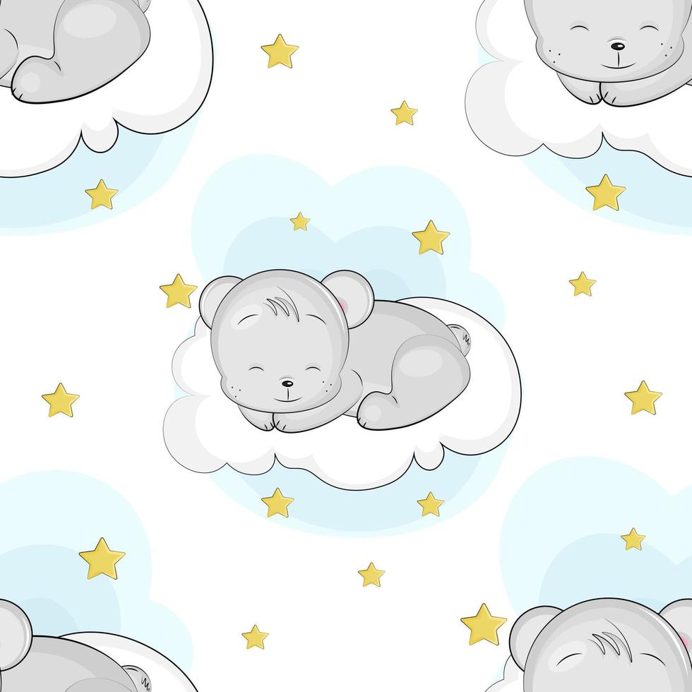 baby bear sleeping on clouds vector
