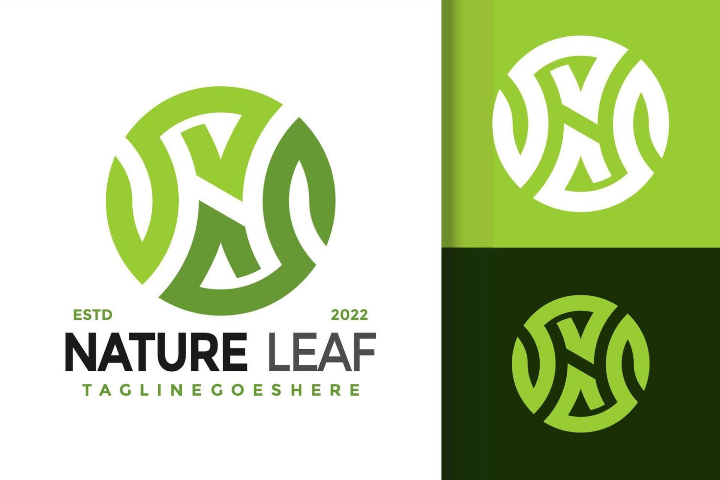 N Letter Nature Leaf Circle Logo Design, brand identity logos vector, modern logo, Logo Designs Vector Illustration Template