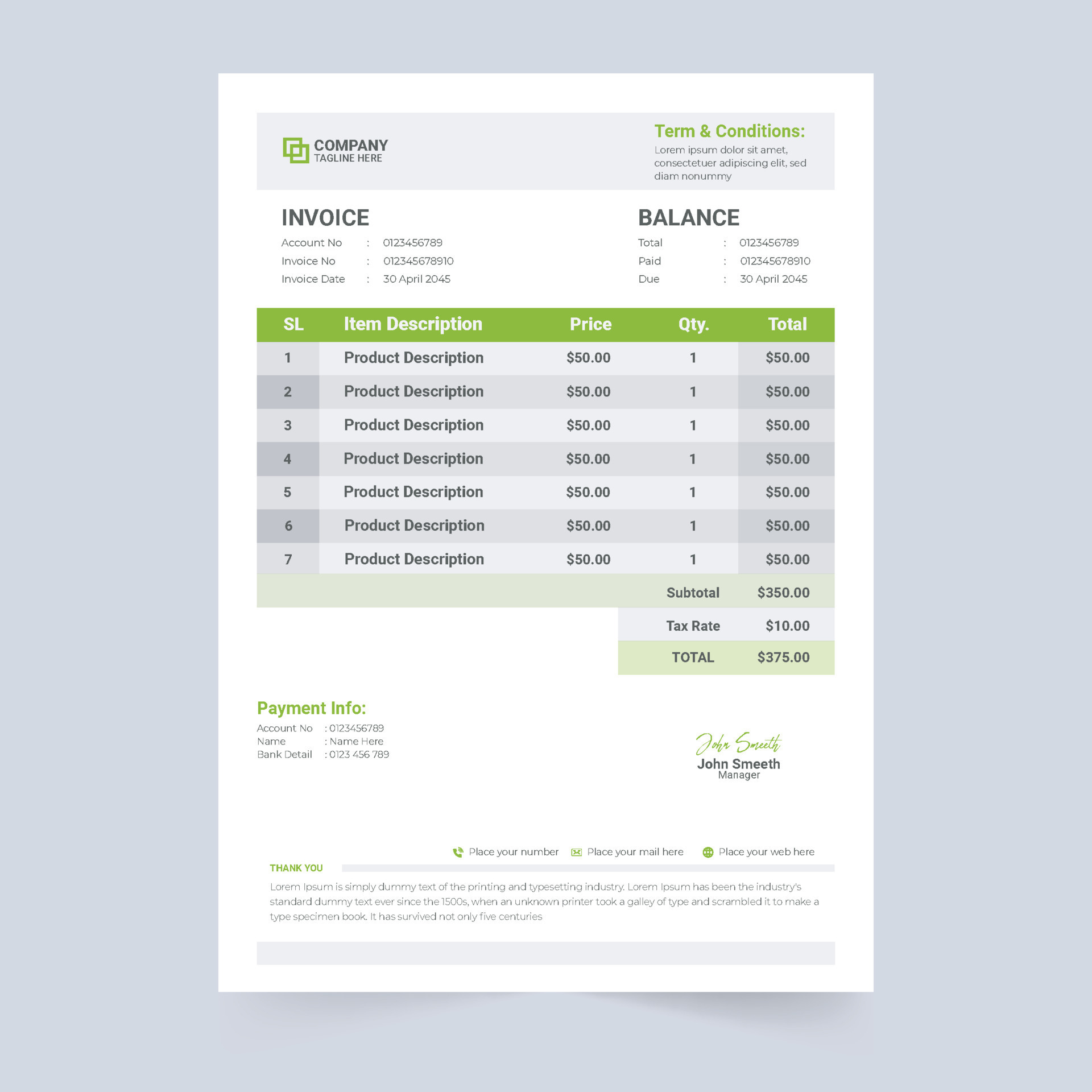 Invoice Template Decoration With Green And Cyan blue Colors Cash invoice-template-decoration-with-green-and-cyan-blue-colors-cash