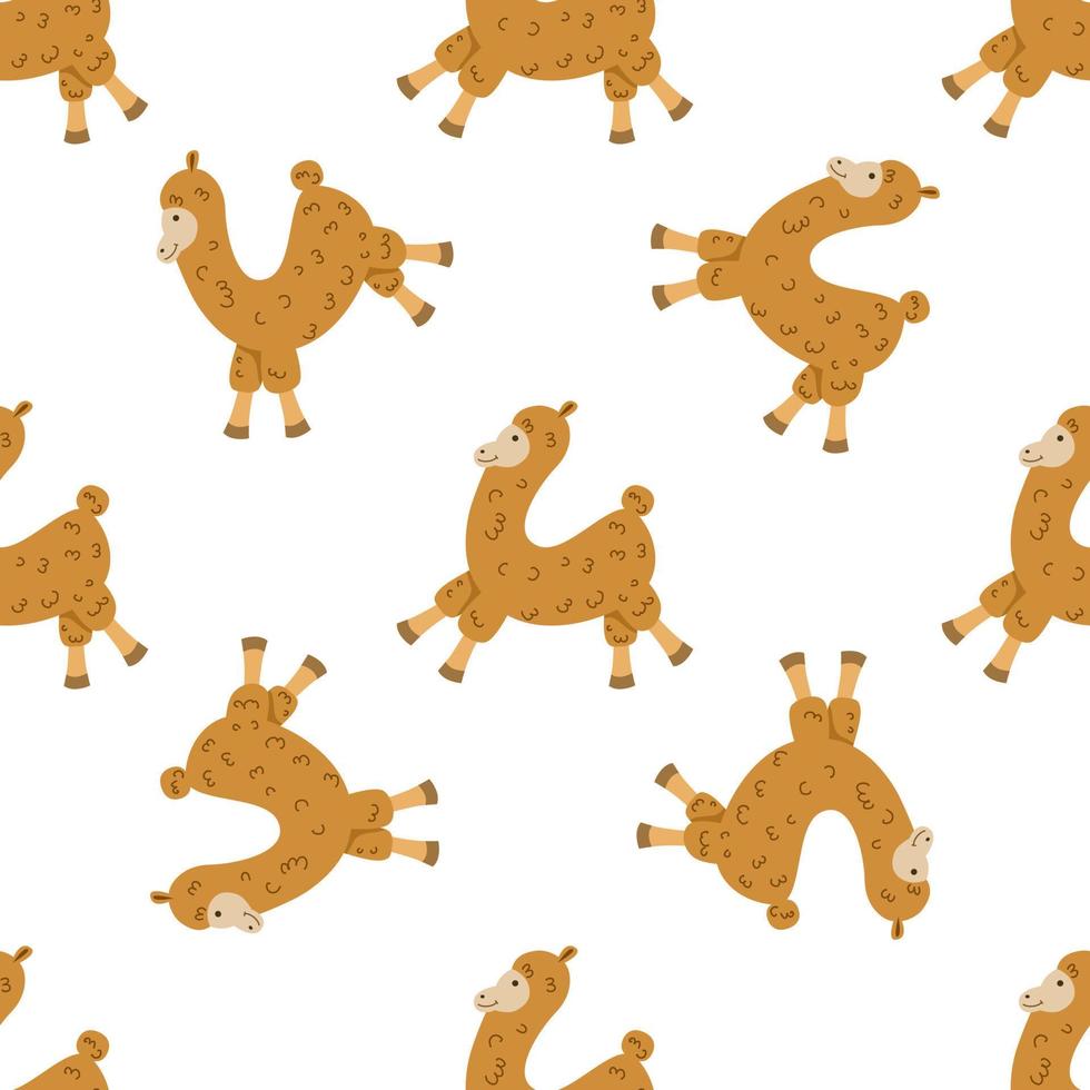 Children s seamless pattern with a llama on white background. vector