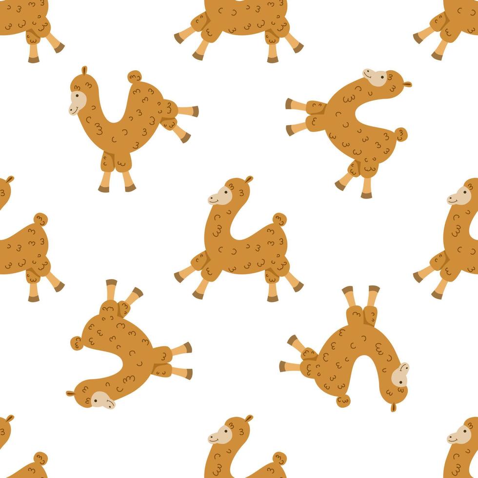 Children s seamless pattern with a llama on white background. vector