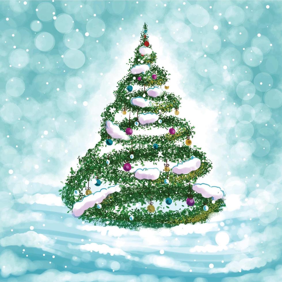 Hand drawn creative christmas tree card background vector