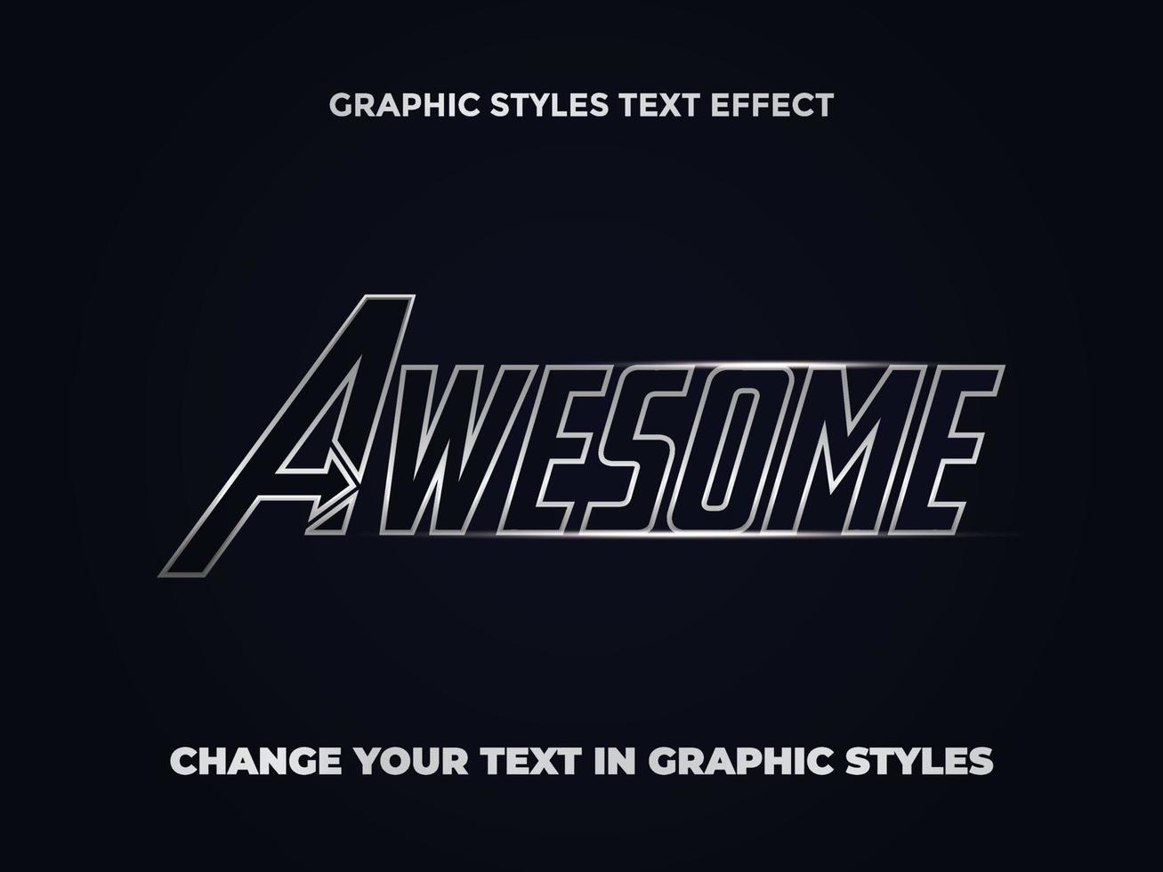 AWESOME SUPERHERO BLACK WHITE METALLIC GRADIENT EDITABLE TEXT EFFECT vector