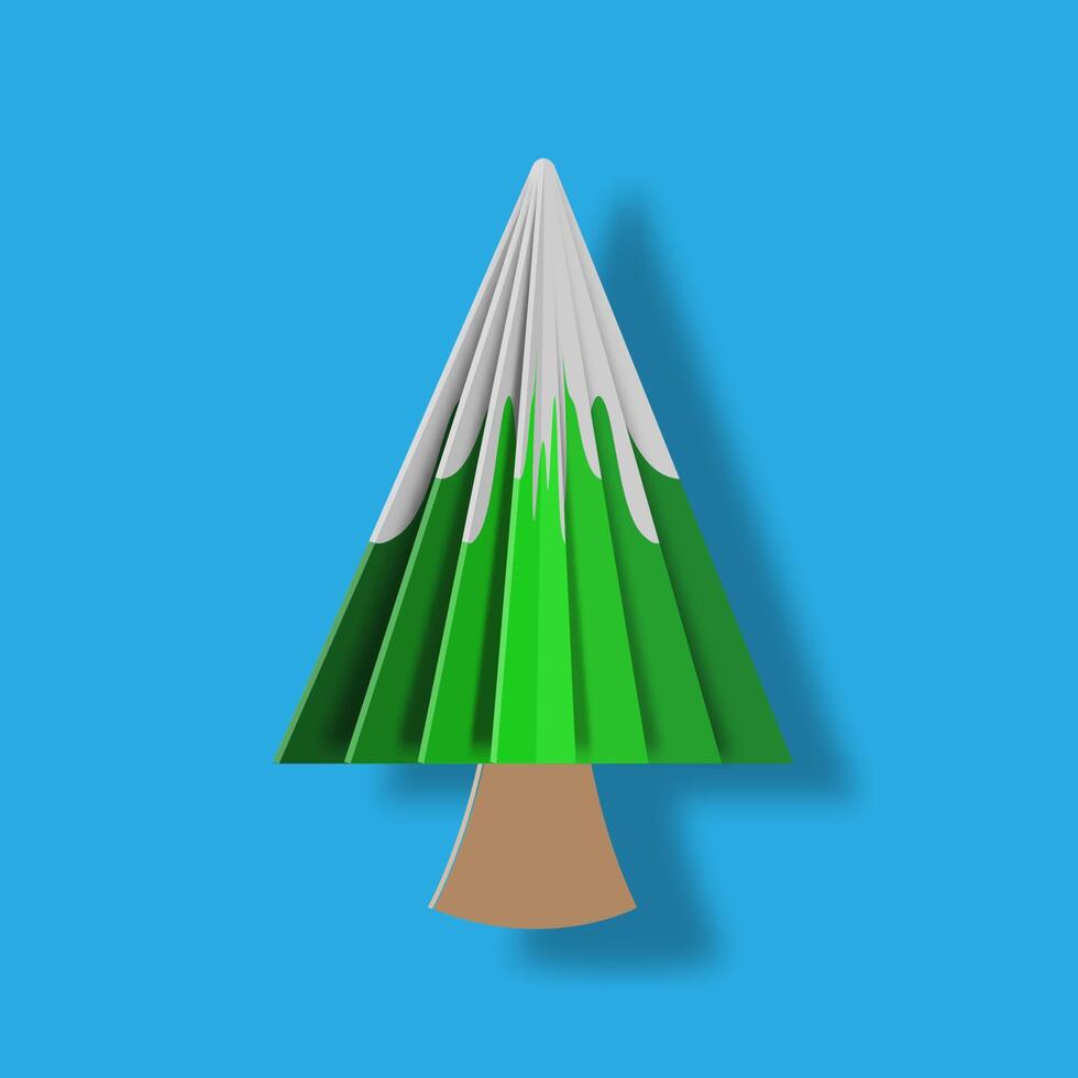 Christmas tree decoration with snow pile. 3d illustration vector, paper cut style design vector