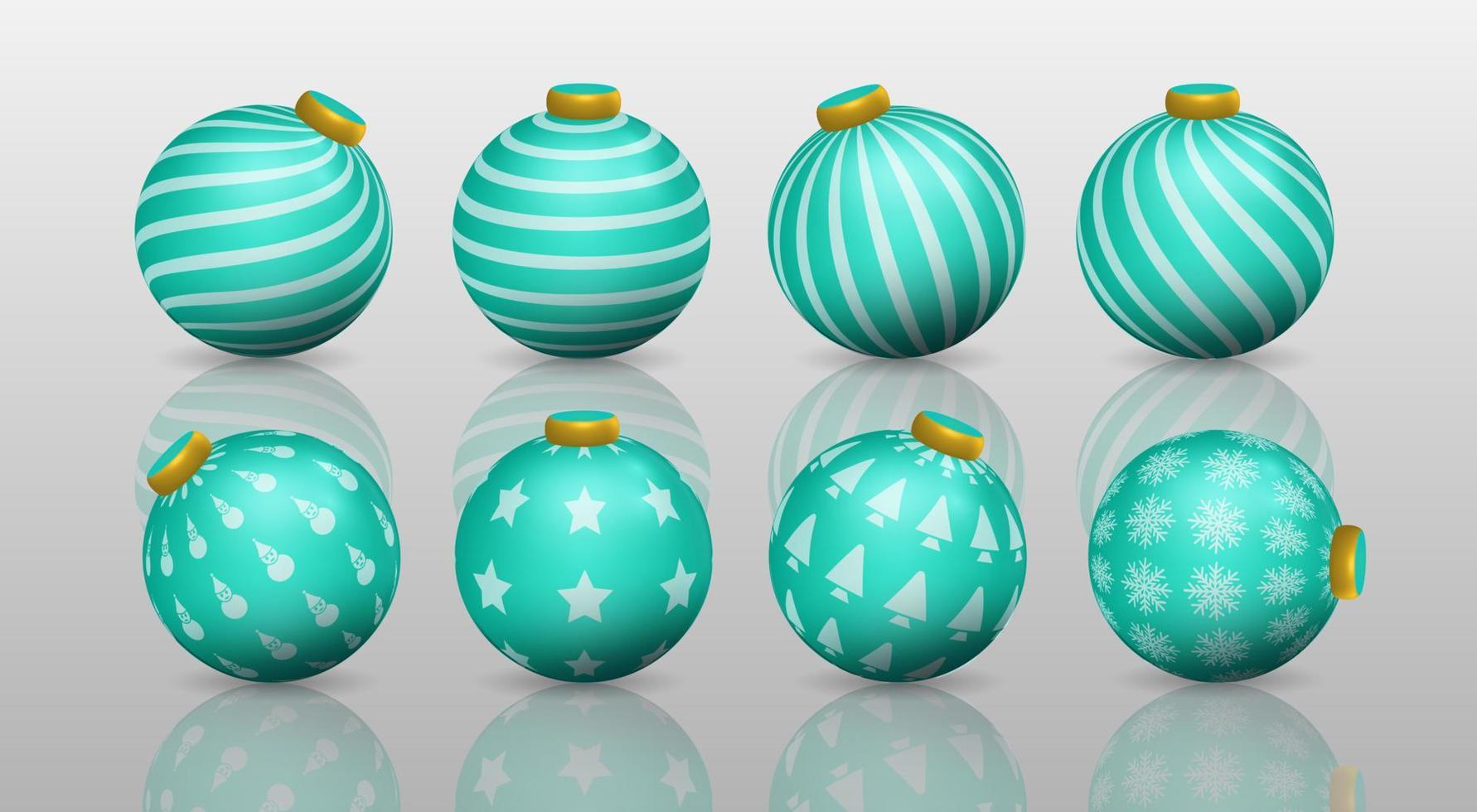 juego de decoración de bolas de navidad tosca, adornos con varios patrones vector
