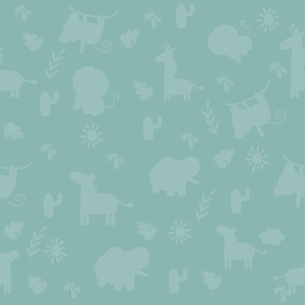 Seamless baby animal pattern in silhouette style. Vector illustration