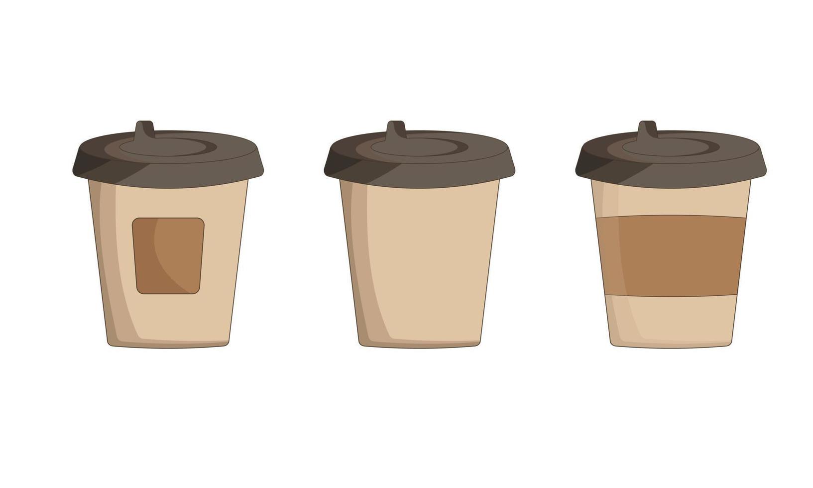 Set of paper coffee cups in brown vector