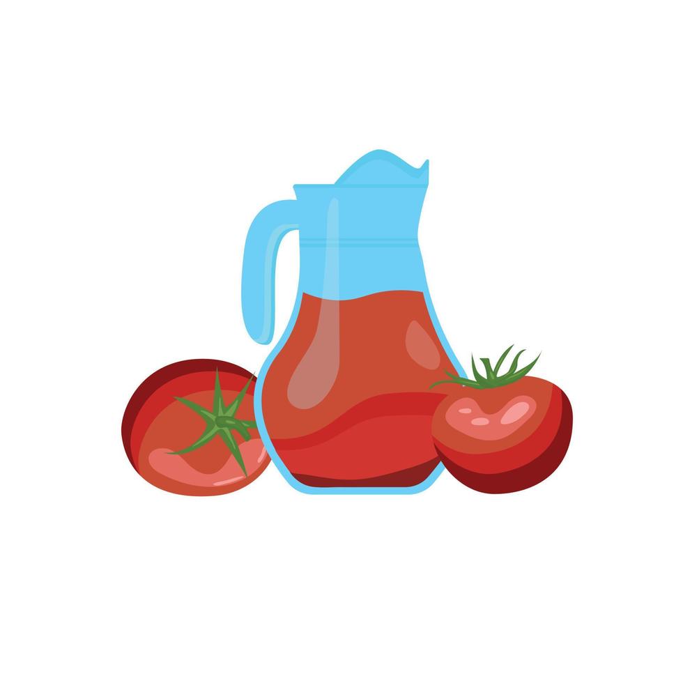 jarra azul con tomates rojos pintados vector