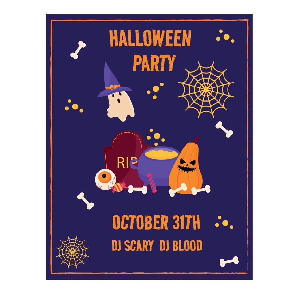 Invitation, poster Halloween party. Vector illustration