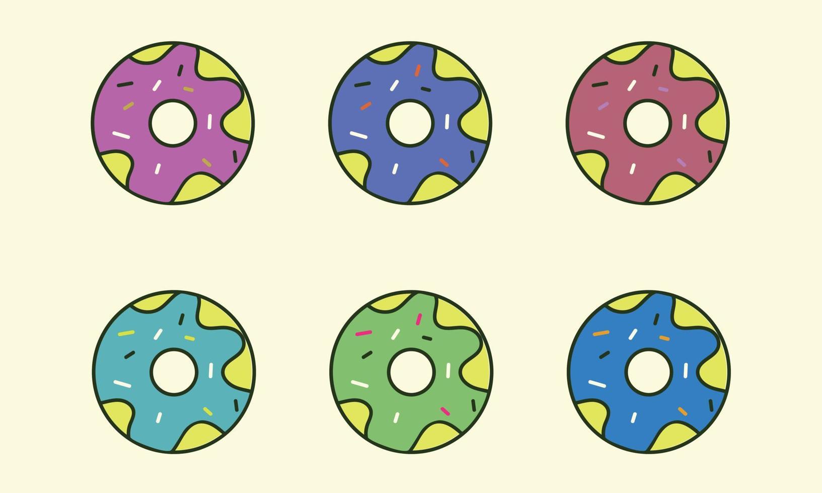 A set of colorful donuts. Food and fast food. vector