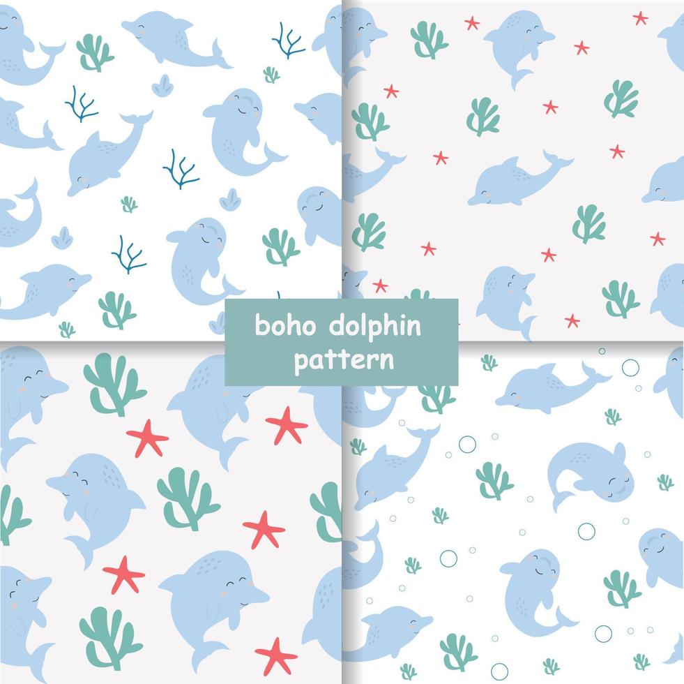 patrón de delfín de mar para niños sin costuras. ilustración vectorial vector
