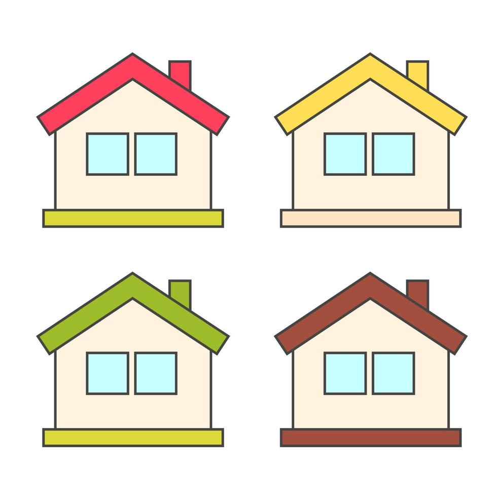 conjunto de casas vectoriales en un estilo plano, aislado en un fondo blanco. vector