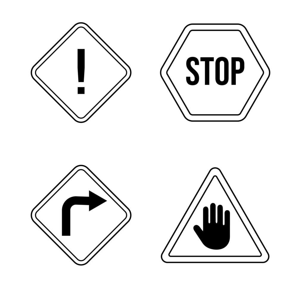 conjunto de señales de advertencia en estilo de línea. ilustración vectorial vector