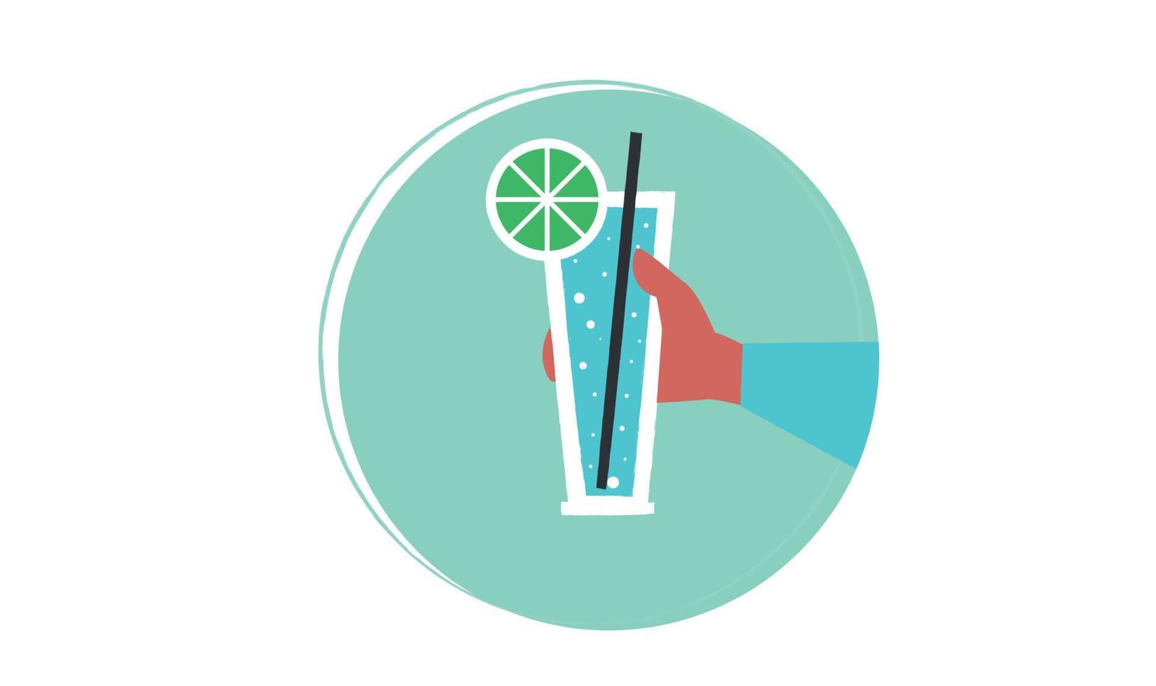 Poster hand and cocktail. vector