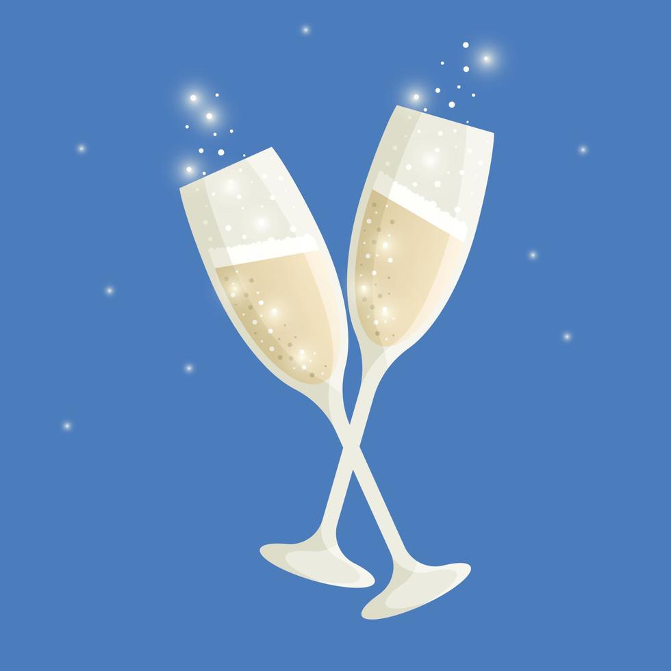 Glasses of champagne light. Party, Christmas. Birthday party. vector