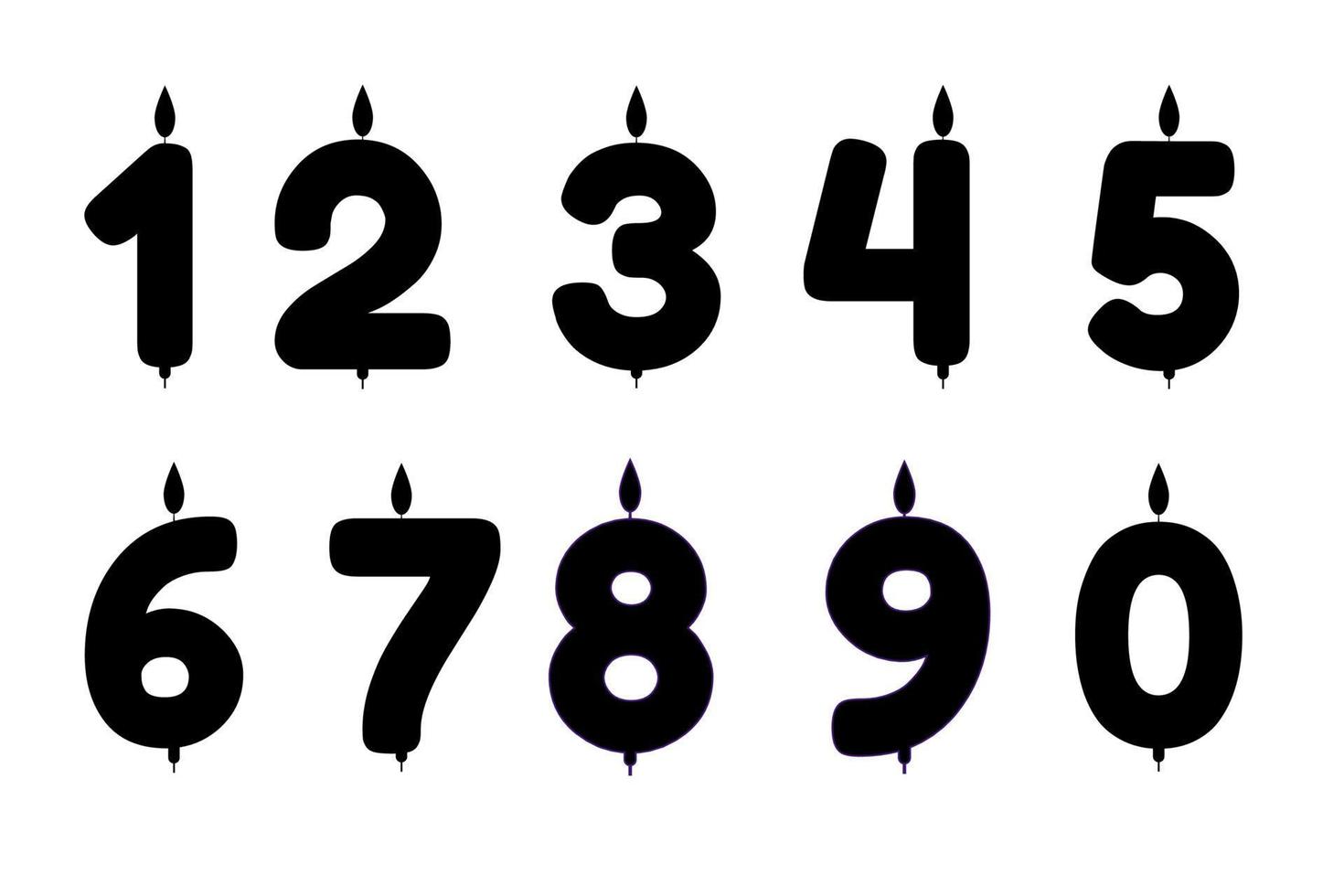 silueta de vela para un pastel con el número de edades. ilustración vectorial vector