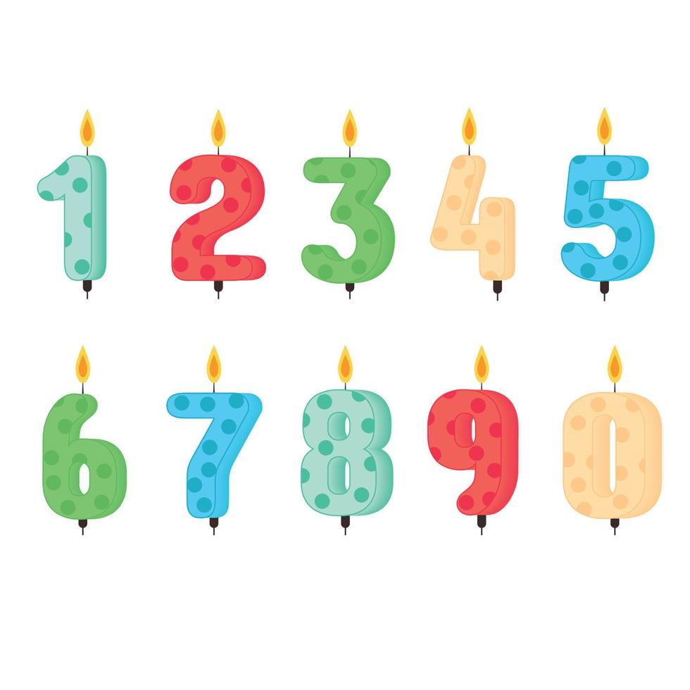 Cake candles with the number of ages. vector