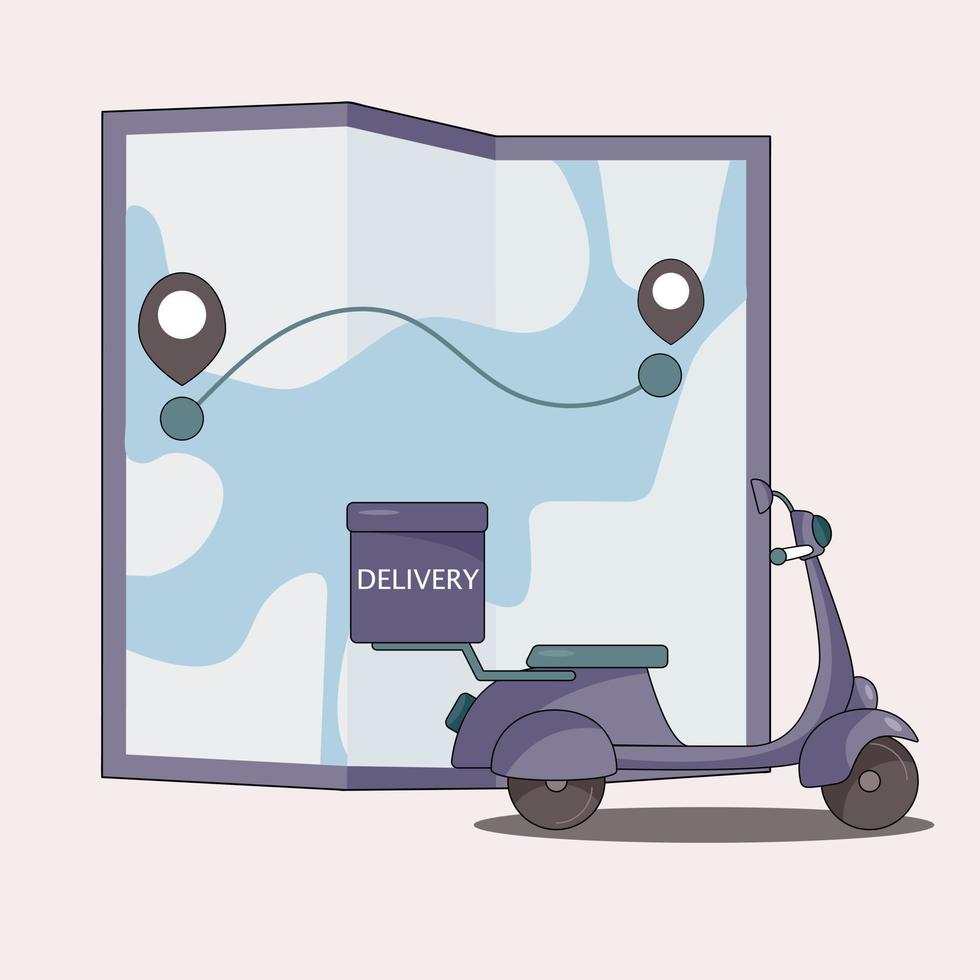 Delivery service online map, online order tracking, home and office delivery. Scooter delivery. Delivery. vector