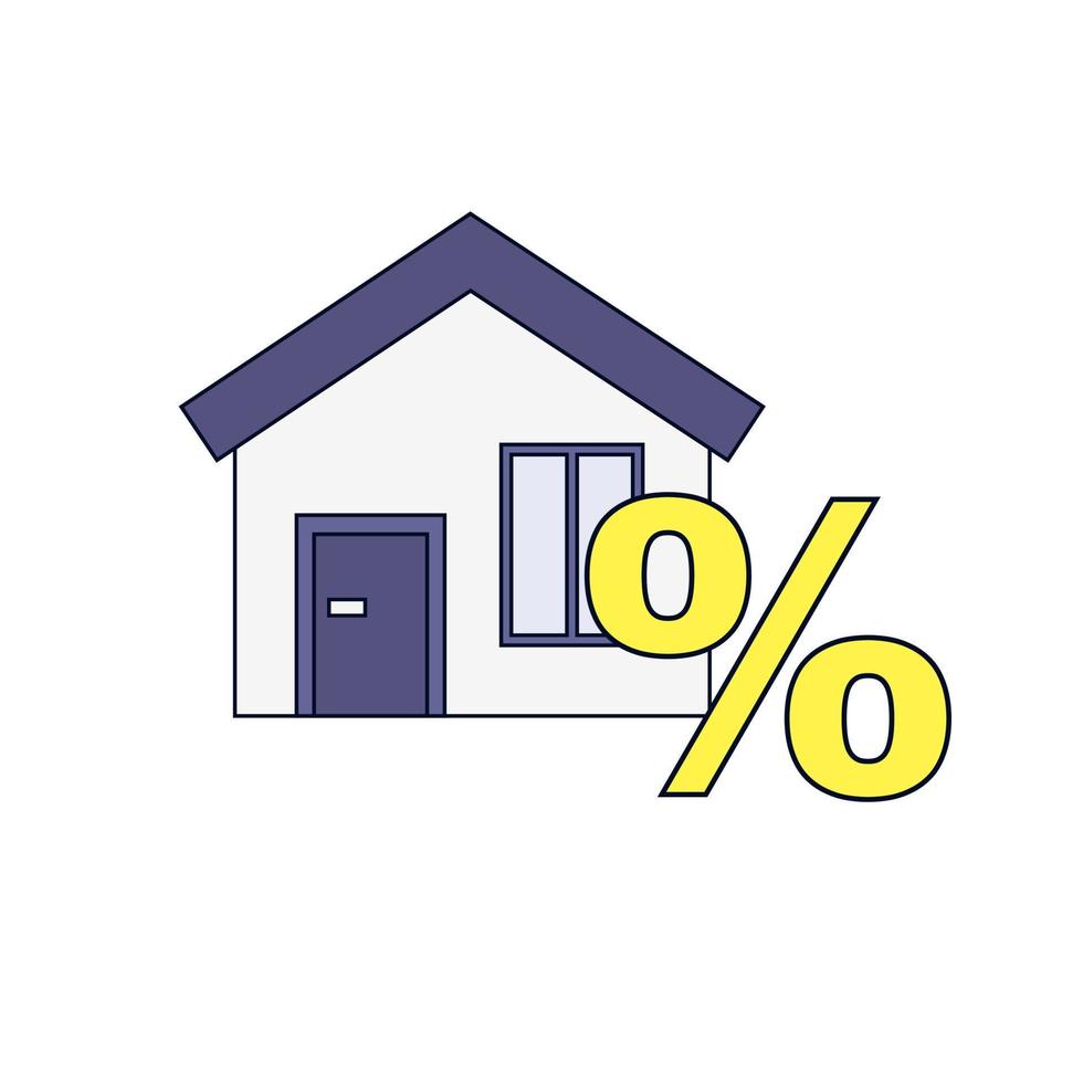 Vector house with a percents, isolated on a white background.
