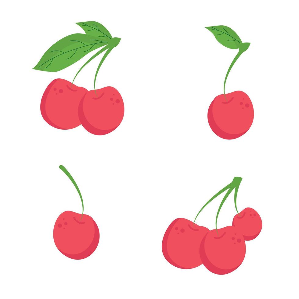 A set of different red cherries vector