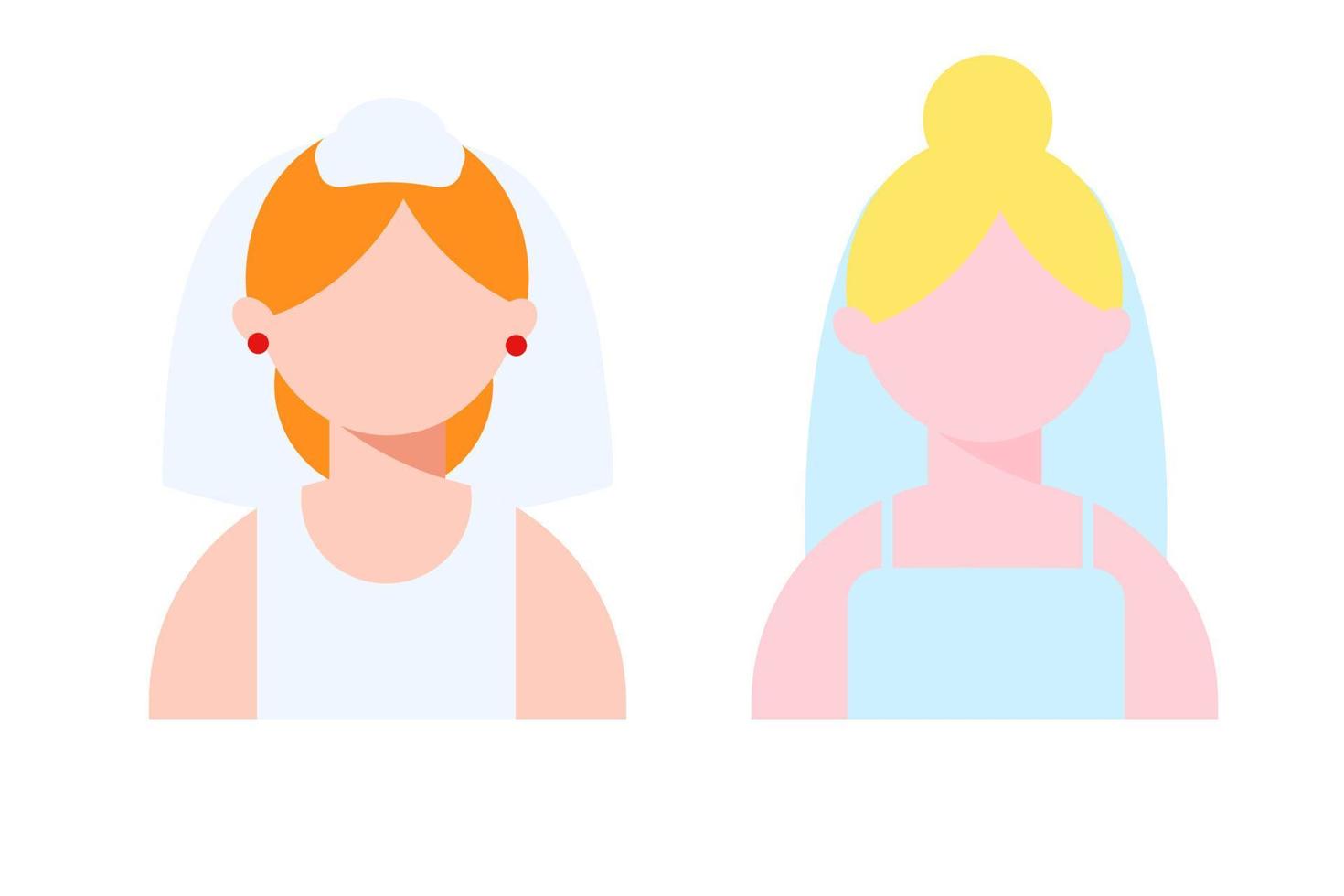 Bride and groom of a woman. Vector illustration on white background.