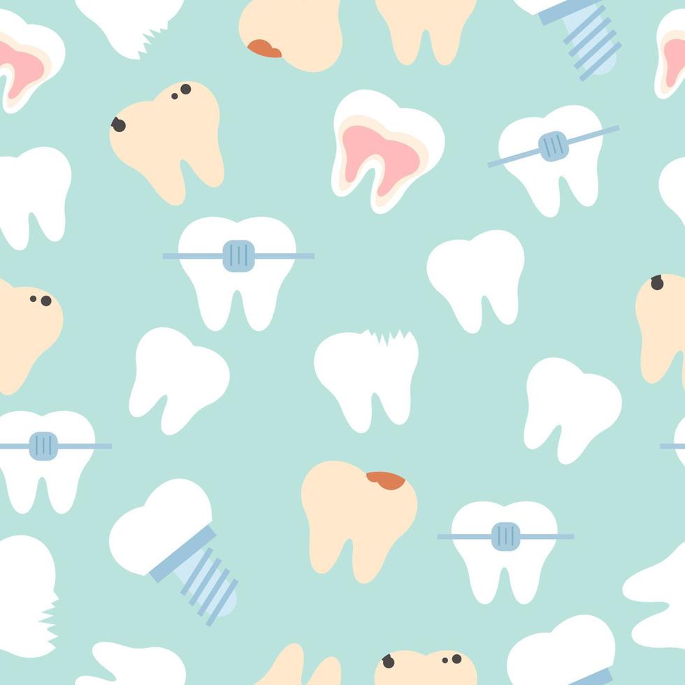 Seamless pattern with teeth healthy and diseased vector