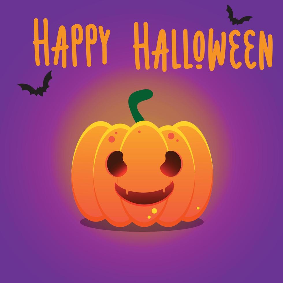 Happy Halloween poster, banner. The pumpkin is glowing. vector